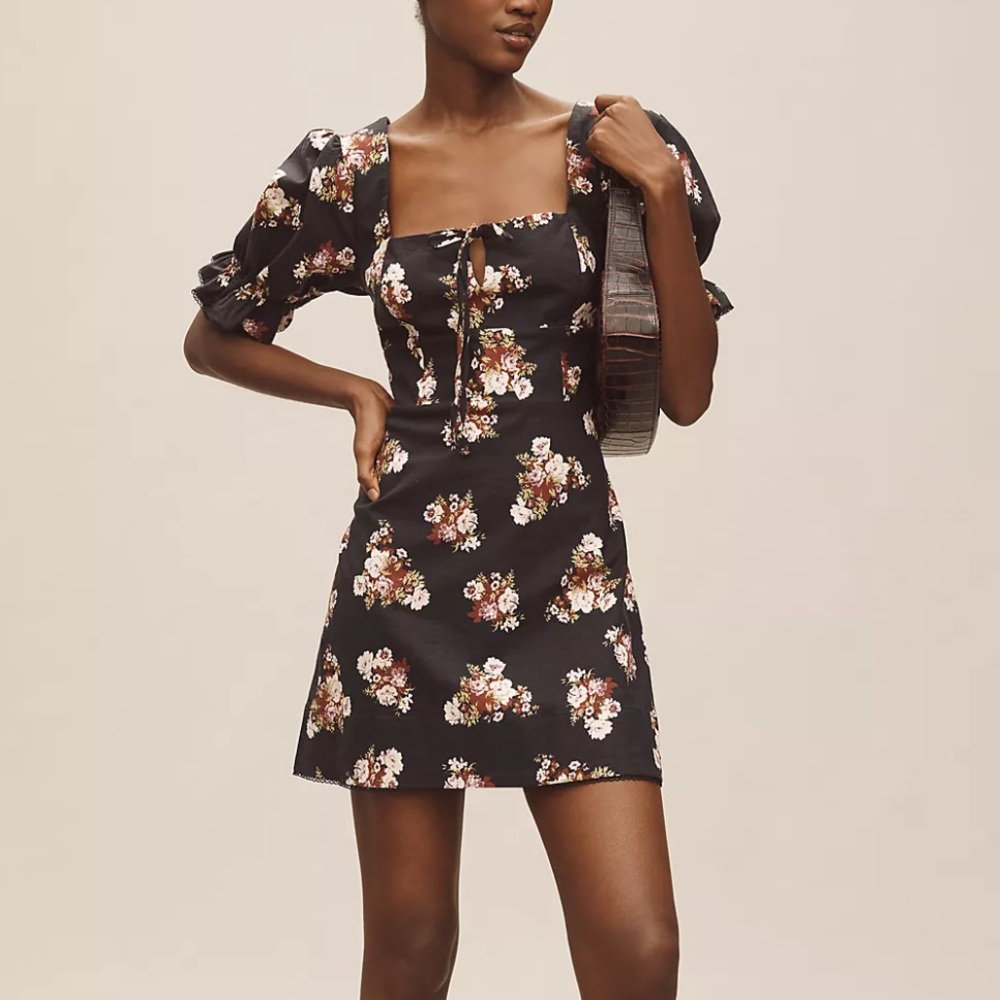 Maeve Black Floral Mini Dress